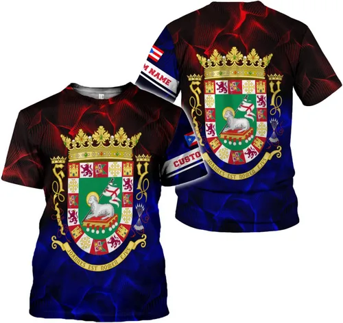 Vista 7 de Camiseta personalizada con nombre de Puerto Rico 3D, camiseta personalizada de Puerto Rico para hombres y mujeres, camiseta de la bandera de Puerto