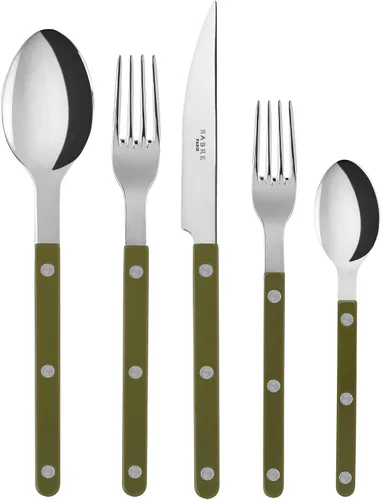 Vista 15 de SABRE PARIS - Juego de cubiertos de 5 piezas - Colección Bistrot - Cuchillo, tenedor, cuchara de sopa, cucharadita y tenedor de postre - Acero