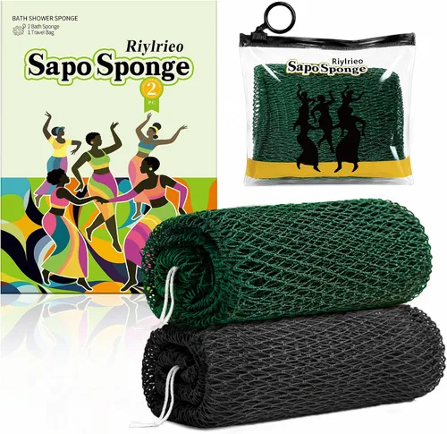 Vista 14 de Esponja de red africana, paquete de 2, verde bosque y dorado Verde bosque y oro