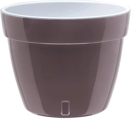 Vista 16 de Gardenera ASTI - Maceta de autoriego de 7.1 pulgadas en color negro-dorado/negro, maceta moderna con indicador de nivel de agua para todas