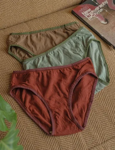 Vista 6 de UPGENT Ropa interior de lino de algodón para mujer, cintura media, secado rápido, transpirable, ropa interior de viaje de lino suave, Verde_Large