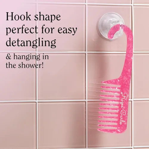 Vista 2 de Rizos Curls Peine de ducha colgante, desenreda y distribuye acondicionador en la ducha, suave en todos los tipos de rizos, fácil de colgar y usar