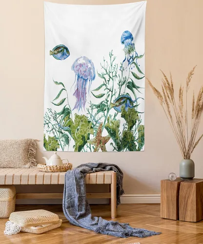 Vista 100 de Ambesonne Tapiz Trippy, vista panorámica de la cascada con bosques de ensueño y mandala oriental psicodélico, decoración de tela para colgar