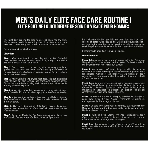 Vista 7 de Brickell Daily Elite - Rutina de cuidado facial para hombre, tónico, gel de lavado facial, exfoliante facial, crema de noche antienvejecimiento