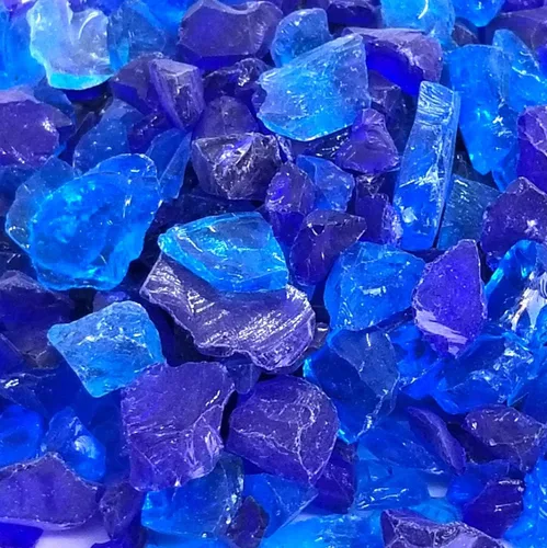 Vista 2 de (5 libras de mezcla de cobalto y azul de primera calidad, para interiores y exteriores, vidrio de fuego triturado para interiores y exteriores