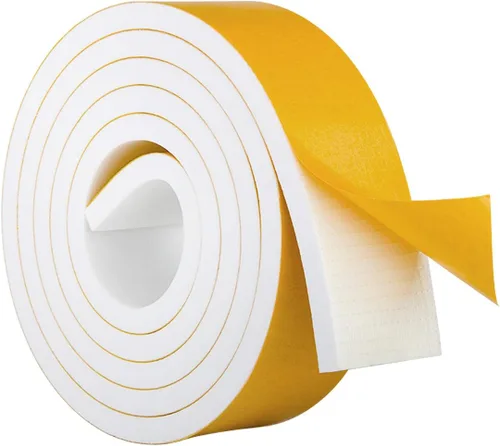 Vista 23 de Burlete de cinta de espuma autoadhesiva blanca para puertas y ventanas de 1 pulgada × 3/4 pulgada × 13 pies, tira de sellado de espuma de alta Blanco