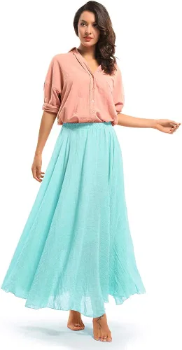 Vista 2 de Vestido largo con falda larga y cintura elástica para mujer