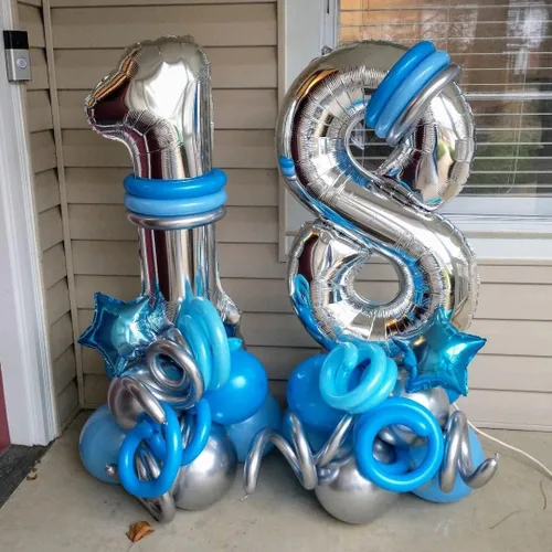 Vista 4 de Globos de 0 números plateados 0 globos de número 40 pulgadas número 0 globos de aluminio Mylar