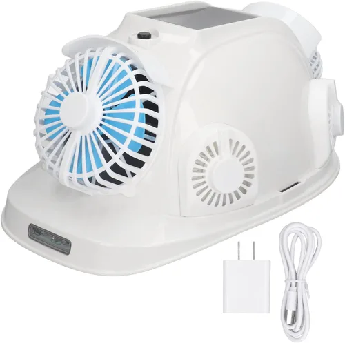 Vista 8 de Casco duro para construcción, casco de seguridad de ventilador solar, casco de trabajo de enfriamiento rápido con 6 ventiladores solares y luz