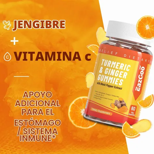 Vista 5 de Gomitas de curcumina de cúrcuma de 500 mg para adultos, sabor
