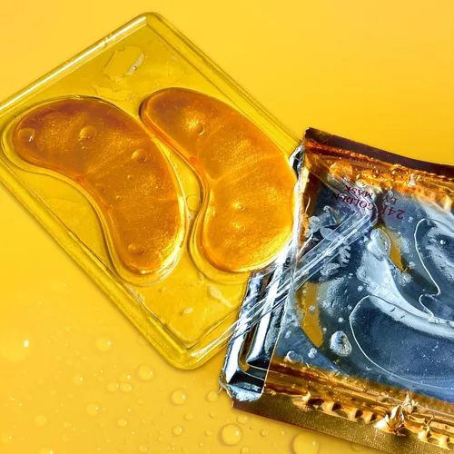 Vista 2 de Parches de ojos de oro de 24 quilates para ojos hinchados y ojeras, cuidado de la piel antienvejecimiento de lujo – Parches antiarrugas de colágeno