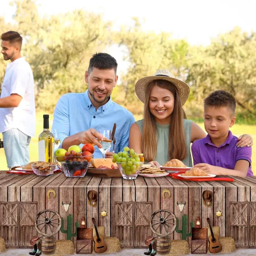 Vista 7 de Tiamon - Mantel de plástico con diseño de vaquero occidental (1 unidad)
