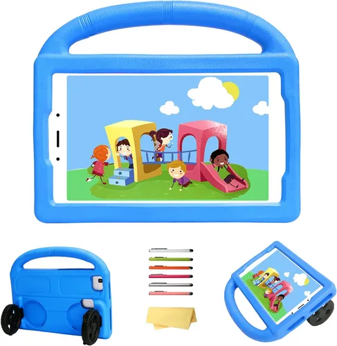 Vista 14 de Funda para tablet Kindle Fire 7 para niños (12.ª generación, versión 2022) con mango de pie de apoyo de forraje resistente, espuma EVA suave, a