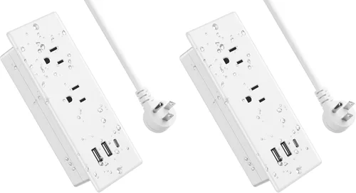 Vista 8 de Jgstkcity Regleta de alimentación empotrable USB C de 20 W, protector de sobretensiones impermeable, toma de corriente de escritorio para muebles, 2