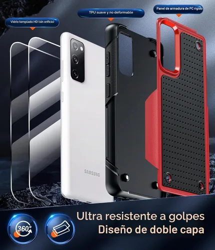 Vista 2 de LeYi Funda para S20 FE 5G: Funda para teléfono Galaxy S20 FE 5G con protectores de pantalla [2 unidades], resistente a prueba de golpes, de doble