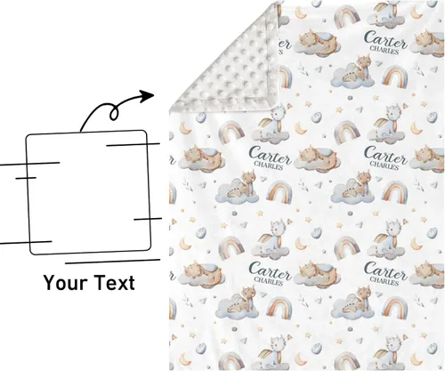 Vista 9 de Manta de bebé de doble capa con nombre personalizado, manta de ropa de cama para niños pequeños con bonito estampado personalizado, multiusos