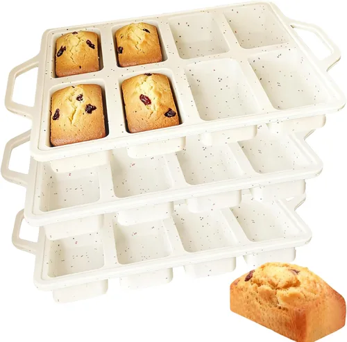 Vista 9 de 1 mini moldes de silicona antiadherentes con guantes de marco de metal, 8 moldes para pan de cavidad de tazas, moldes pequeños para hornear, moldes