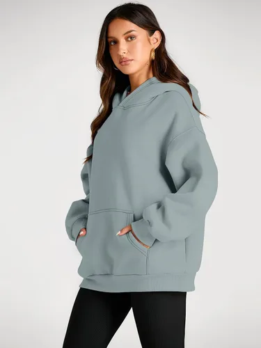 Vista 217 de Trendy Queen - Sudaderas extragrandes con capucha para mujer, suéteres de manga larga, sin botones, de vellón, de otoño, ropa de invierno