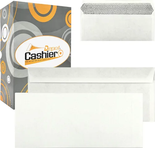 Vista 6 de 100 sobres de cajero – Sobres comerciales #10, 4 1/8 pulgadas x 9 1/2 pulgadas – Tejido blanco resistente de 24 libras, teñido de seguridad, cierre