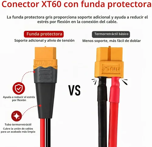 Vista 2 de ELFCULB 10AWG 2FT XT60 Cable de Extensión 2 6 10 20 35 50 75 100FT Conector XT60 Hembra a Macho para Batería RC Estación de Energía Portátil Panel