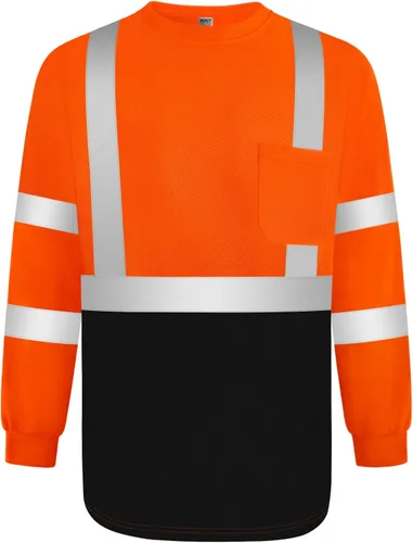 Vista 7 de TCCFCCT Camisas de seguridad para hombre reflectantes Clase 3 de manga larga de alta visibilidad, camisas de alta visibilidad para hombre y mujer