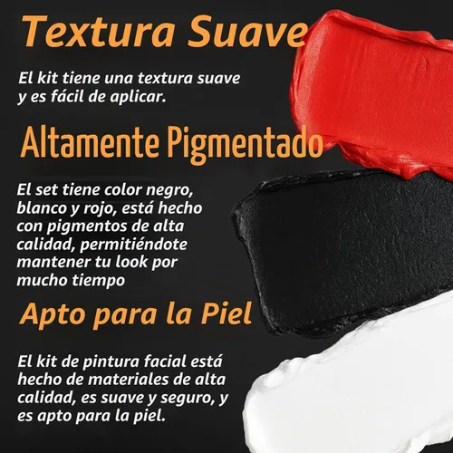 Vista 9 de Kit de maquillaje de payaso de Halloween, pintura corporal facial