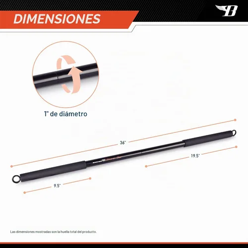 Vista 2 de BIONIC BODY Barra recta de entrenamiento de resistencia ligera de 36 pulgadas - Se adapta a todas las bandas de resistencia/accesorios