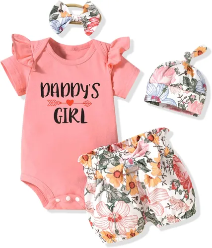 Vista 7 de Aalizzwell Conjunto de pantalones cortos para bebé recién nacido para el verano