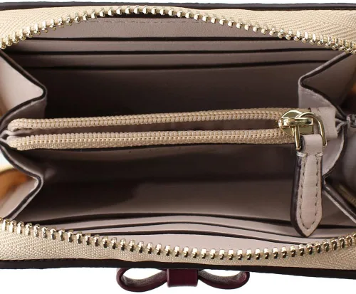 Vista 4 de Kate Spade - Funda pequeña con cremallera alrededor de tarjetero para fiestas, Oro, Cartera