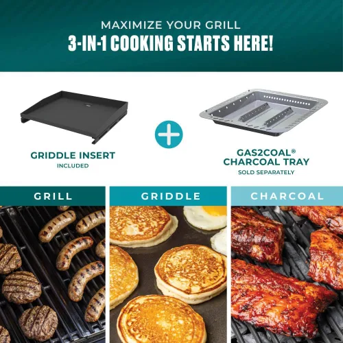 Vista 3 de Charbroil Serie Pro con Tecnología Infrarroja Amplifire: Asador a Gas Propano de 2 Quemadores con Gabinete y Plancha, Negro - 463676724