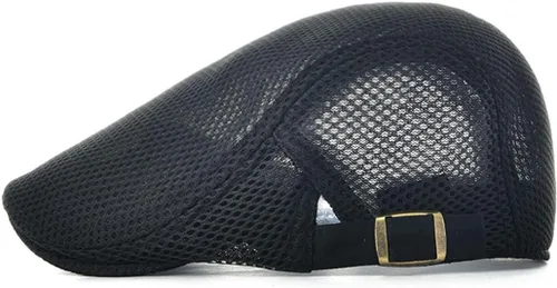 Vista 2 de Hombres Malla Newsboy Gorra plana Ivy Cabbie Newsboy Cap Negro