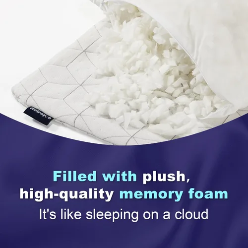 Vista 3 de Almohada de espuma viscoelástica triturada, almohadas ajustables para dormir de lado y boca abajo, almohadas de cuello de cama extra cómodas de lujo