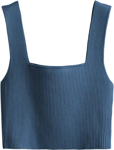 Vista 10 de Verdusa Camiseta corta sin mangas con cuello cuadrado para mujer Azul (Dusty Blue)