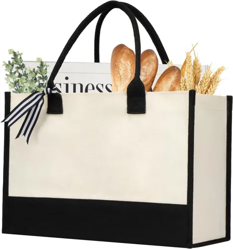 Vista 29 de shenee Initial Canvas Tote Bag, Personalized Beach Bags Gift for Women