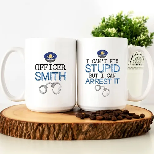 Vista 6 de I Can Arrest It - Taza de café personalizada de policía, regalos de taza de policía, 11 onzas y 15 onzas Taza blanca con texto en inglés "I Can