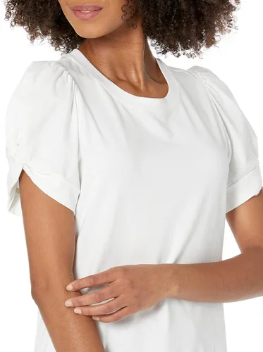 Vista 3 de Tienda Essentials Camiseta de manga torcida con cuello redondo para mujer