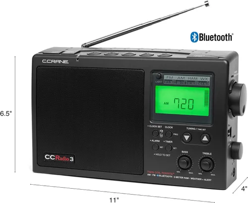 Vista 3 de C. Crane ccradio 3 de largo alcance AM, FM, NOAA Radio meteorológica con alerta plus y banda de 2 metros para aficionados Banda portátil digital