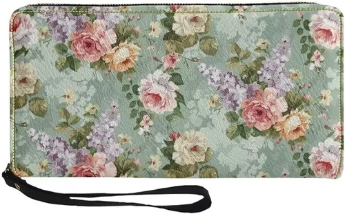 Vista 13 de Coldinair Cartera de piel sintética con cierre de cremallera para mujer, con bloqueo RFID, monedero para teléfono con correa para viaje, Añade tu