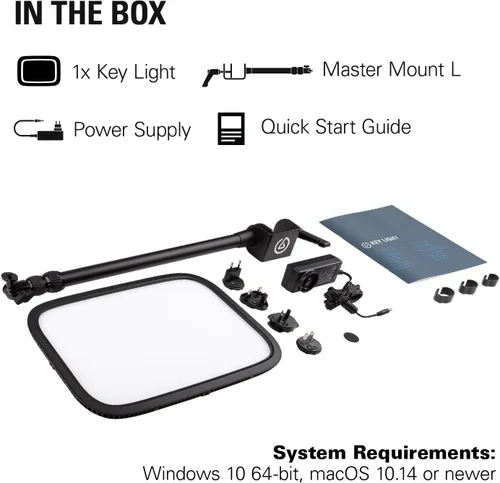 Vista 15 de Elgato Key Light - Luz de estudio profesional de 2800 lúmenes con abrazadera de escritorio para streaming, grabación y videoconferencia, temperatura