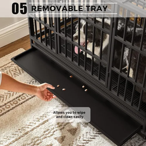 Vista 5 de Otaid - Jaula para perros indestructible, resistente de 48 pulgadas, a prueba de escapes, para perros de alta ansiedad, jaula para perros