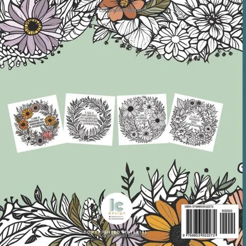 Vista 2 de Motivational Affirmation Coloring Book for Adults and Teens 80 Pages Boho Flowers with Inspirational Affirmations For Relaxation, Stress Relief
