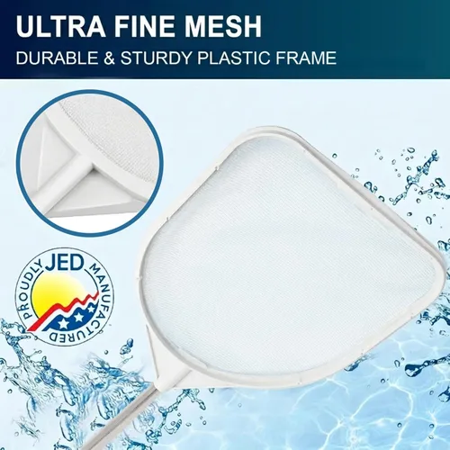 Vista 3 de Jed Pool Tools 40-376F - Espumador de hojas de malla fina para piscina y spa con asa, color blanco