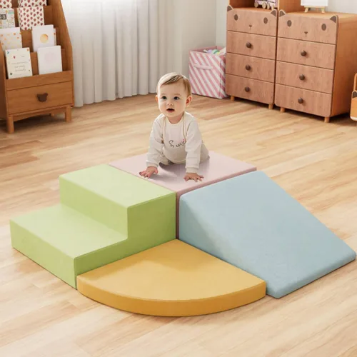 Vista 12 de 4 piezas de bloques de espuma para escalar para niños pequeños, gimnasio de escalada para bebés con espuma de ultra alta densidad para gatear