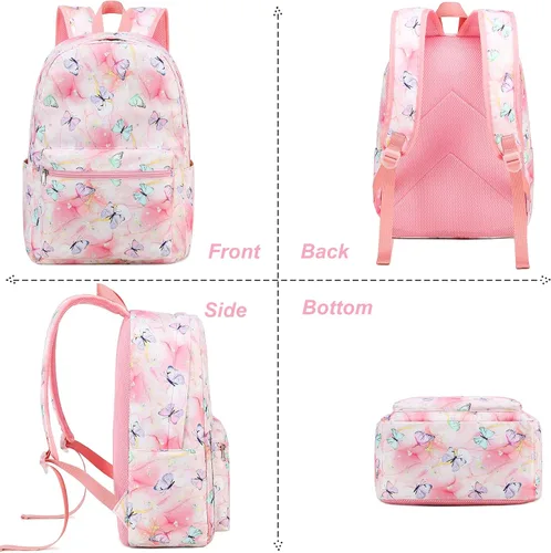 Vista 9 de BTOOP Mochila para niños en edad preescolar para niños y niñas, mochila escolar de viaje de 15 pulgadas, para niños de 3 a 8 años, rosado