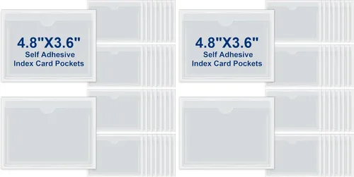 Vista 12 de Paquete de 30 bolsillos autoadhesivos para tarjetas de índice, con apertura superior, tarjetero ideal para organizar y proteger tus tarjetas