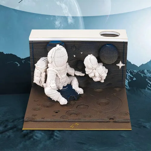 Vista 4 de Tastefully Bloc de notas 3D, 196 hojas de arte para tallar, calcomanías creativas, tarjetas, manualidades, astronautas, astronautas, astronautas