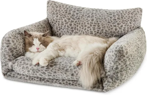 Vista 12 de Hollypet Cama para gatos, mullida, multifuncional, de doble capa, suave para mascotas, sofá ortopédico para gatos y perros pequeños, color beige