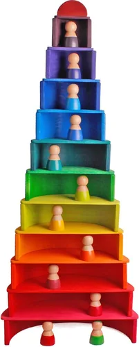 Vista 7 de Dinhon Muñecas de madera Rainbow Friends y figuras de juego para niños pequeños