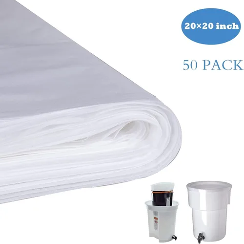 Vista 6 de Paquete de 100 filtros de café frío de 20 x 20 pulgadas, bolsas comerciales de café frío para preparar hasta 5 libras, bolsa de filtro, filtro