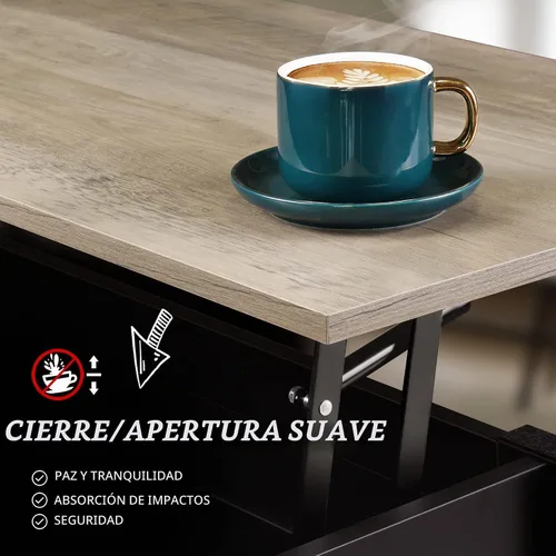Vista 7 de WLIVE Mesa auxiliar, mesa de centro elevable de 39 pulgadas con compartimento oculto y estante de almacenamiento para sala de estar, color gris